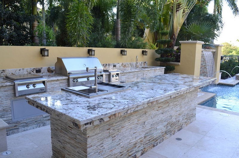 Outdoor Kitchen Countertops - Stone and Tile Options