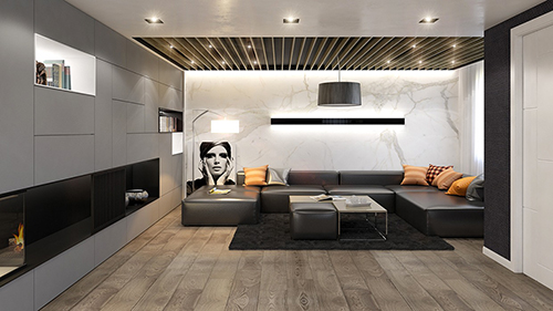 Stone Wall Design - Living Room